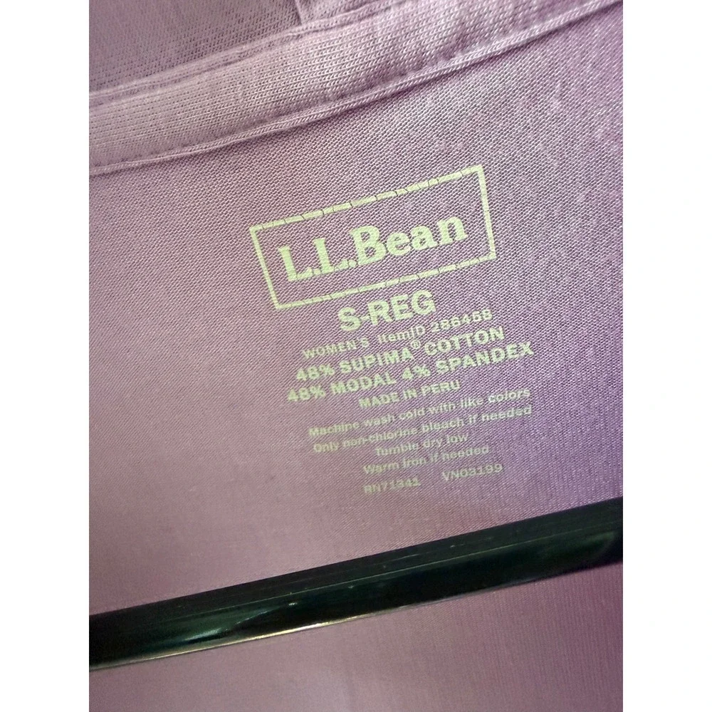 LL Bean Women's Lavender Purple Supima Cotton Modal Roll Tab Cardigan Small
